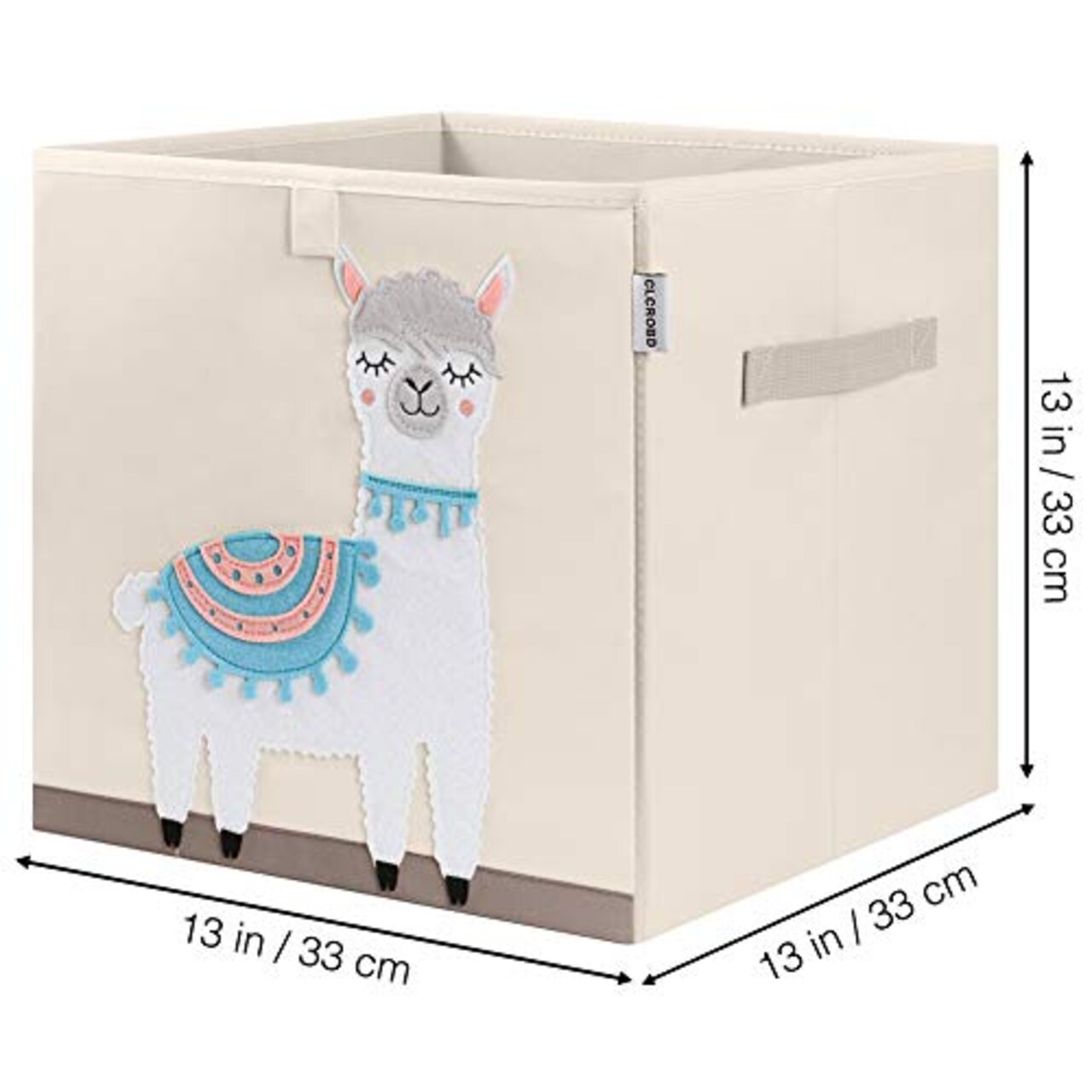 Foldable Animal Cube Storage Bins Fabric Toy Box/Chest/Organizer for Kids Nursery, 13 inch (Llama)